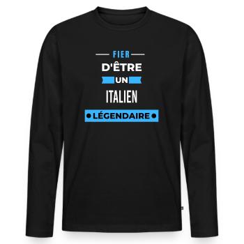 Fier d'être un légendaire ITALIEN HUMOUR - T-shirt manches longues Premium bio Homme - noir - Devant - Nico (187cm)