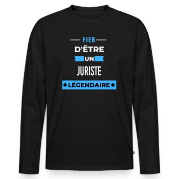 Fier d'être un légendaire JURISTE HUMOUR - T-shirt manches longues Premium bio Homme - noir - Devant - Nico (187cm)