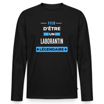 Fier d'être un légendaire LABORANTIN HUMOUR - T-shirt manches longues Premium bio Homme - noir - Devant - Nico (187cm)
