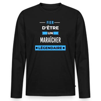 Fier d'être un légendaire MARAÎCHER HUMOUR - T-shirt manches longues Premium bio Homme - noir - Devant - Nico (187cm)