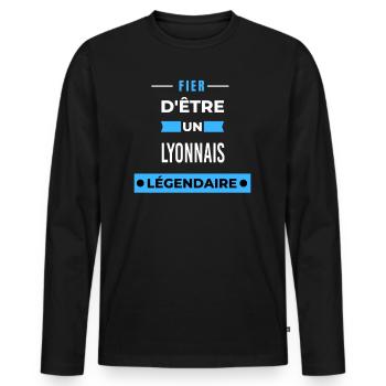 Fier d'être un légendaire LYONNAIS HUMOUR - T-shirt manches longues Premium bio Homme - noir - Devant - Nico (187cm)