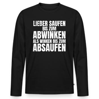 Winken bis zum Absaufen Lustiger Feierabend Spruch - Männer Premium Bio Langarmshirt - Schwarz - Vorne - Nico (187cm)