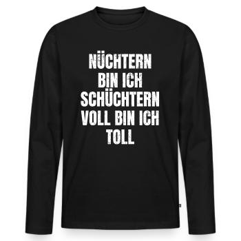 Voll bin ich toll - Lustiger Feierabend Spruch - Männer Premium Bio Langarmshirt - Schwarz - Vorne - Nico (187cm)
