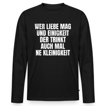 Ein Bisschen trinken - Lustiger Feierabend Spruch - Männer Premium Bio Langarmshirt - Schwarz - Vorne - Nico (187cm)