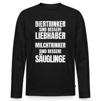 Biertrinker Liebhaber - Lustiger Feierabend Spruch - Männer Premium Bio Langarmshirt - Schwarz - Vorne - Nico (187cm)