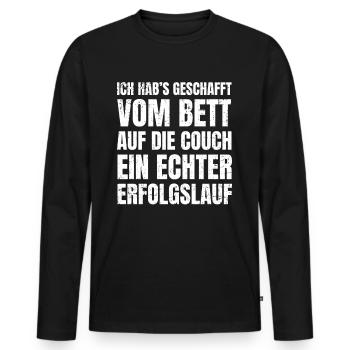 Vom Bett auf die Couch Lustiger Feierabend Spruch - Männer Premium Bio Langarmshirt - Schwarz - Vorne - Nico (187cm)
