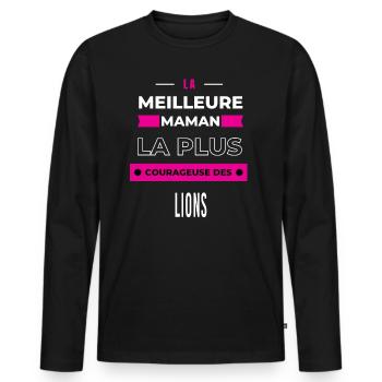 La meilleure maman plus courageuse des lions - T-shirt manches longues Premium bio Homme - noir - Devant - Nico (187cm)