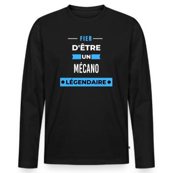 Fier d'être un légendaire MÉCANO HUMOUR - T-shirt manches longues Premium bio Homme - noir - Devant - Nico (187cm)