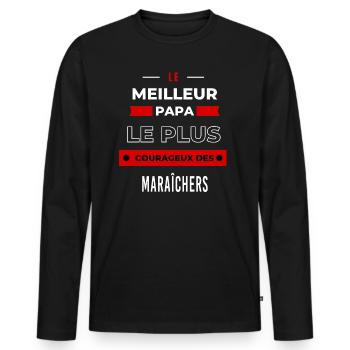 Le meilleur papa, le plus courageux des Maraîchers - T-shirt manches longues Premium bio Homme - noir - Devant - Nico (187cm)