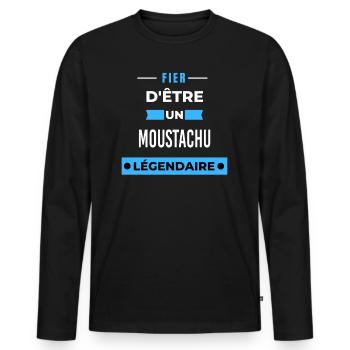 Fier d'être un légendaire MOUSTACHU HUMOUR - T-shirt manches longues Premium bio Homme - noir - Devant - Nico (187cm)