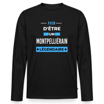 Fier d'être un légendaire MONTPELLIÉRAIN HUMOUR - T-shirt manches longues Premium bio Homme - noir - Devant - Nico (187cm)