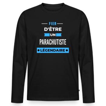 Fier d'être un légendaire PARACHUTISTE HUMOUR - T-shirt manches longues Premium bio Homme - noir - Devant - Nico (187cm)