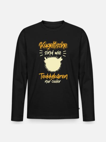 Kugelfisch ist cooler Aquaristik - Männer Premium Bio Langarmshirt - Schwarz