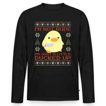 Duck With Knife Meme I'm ducked up Ugly Christmas - Men's Premium Organic Long Sleeve Shirt - black - Front - Nico (187cm)