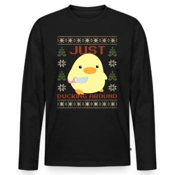 Duck with Knife Meme Duckin' around Ugly Christmas - Men's Premium Organic Long Sleeve Shirt - black - Front - Nico (187cm)