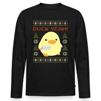 Duck with Knife Meme - Duck yes Ugly Christmas - Men's Premium Organic Long Sleeve Shirt - black - Front - Nico (187cm)