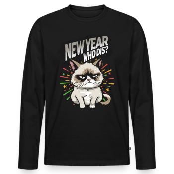 Nouvel An Qui dis ? Pyjama Angry Cat Bonne Année - T-shirt manches longues Premium bio Homme - noir - Devant - Nico (187cm)