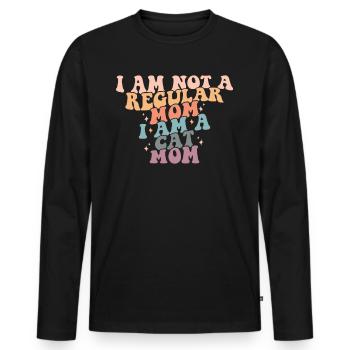 Je suis une maman chat - Funny Cat Mom Style rétro - T-shirt manches longues Premium bio Homme - noir - Devant - Nico (187cm)