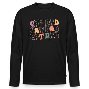 Cat Dad - Lustige Katzen Papa Retro Style - Männer Premium Bio Langarmshirt - Schwarz - Vorne - Nico (187cm)