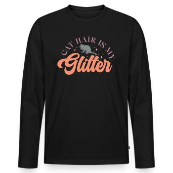 Cat Hair is my Glitter - Funny Cat Mom Retro - Men's Premium Organic Long Sleeve Shirt - black - Front - Nico (187cm)