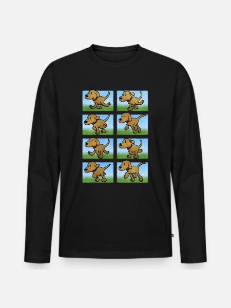 Animated, walking dog - Men's Premium Organic Long Sleeve Shirt - black
