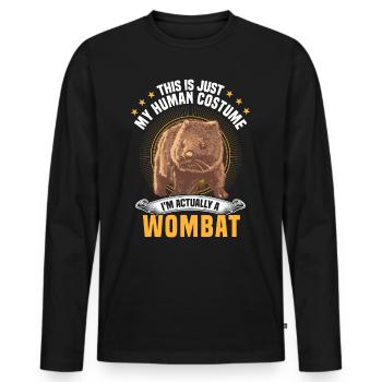 Nur ein Wombat Kostüm Australien Beuteltier - Männer Premium Bio Langarmshirt - Schwarz - Vorne - Nico (187cm)