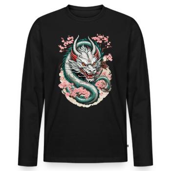 Tatouage de dragon japonais streetwear esthétique - T-shirt manches longues Premium bio Homme - noir - Devant - Nico (187cm)