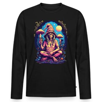 Außerirdischer Psychedelic Art Wald Pilze Musik - Männer Premium Bio Langarmshirt - Schwarz - Vorne - Nico (187cm)