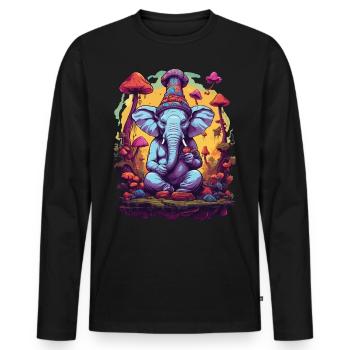 Elefant Psychedelic Art Musik Festival Farben - Männer Premium Bio Langarmshirt - Schwarz - Vorne - Nico (187cm)