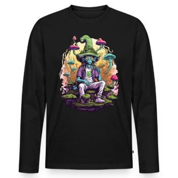 Außerirdischer Psychedelic Art Wald Pilze Musik - Männer Premium Bio Langarmshirt - Schwarz - Vorne - Nico (187cm)