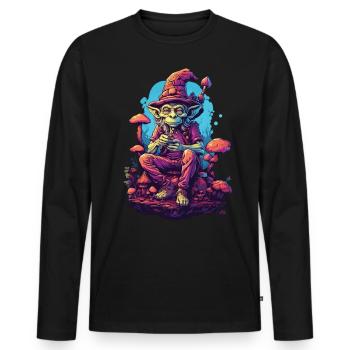 Außerirdischer Psychedelic Art Wald Pilze Musik - Männer Premium Bio Langarmshirt - Schwarz - Vorne - Nico (187cm)