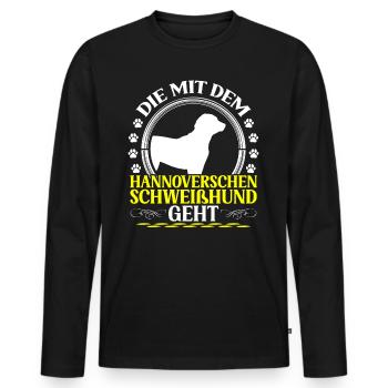 The one with the Hanoverian Hound - Men's Premium Organic Long Sleeve Shirt - black - Front - Nico (187cm)