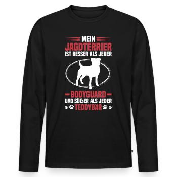 Jagdterrier beschützt mich Deutscher Jagdterrier - Männer Premium Bio Langarmshirt - Schwarz - Vorne - Nico (187cm)