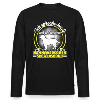 Ne parlez qu’au Lévrier hanovrien - T-shirt manches longues Premium bio Homme - noir - Devant - Nico (187cm)