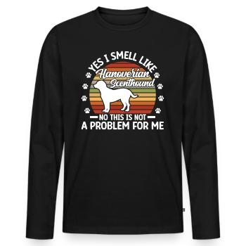 Je sens l’odeur d’un chien de chasse hanovrien - T-shirt manches longues Premium bio Homme - noir - Devant - Nico (187cm)