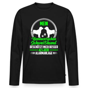 Le chien courant hanovrien me protège - T-shirt manches longues Premium bio Homme - noir - Devant - Nico (187cm)