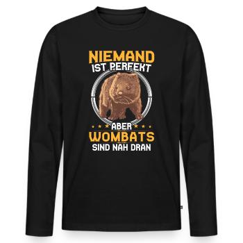 Wombat ist perfekt Australien Beuteltier - Männer Premium Bio Langarmshirt - Schwarz - Vorne - Nico (187cm)