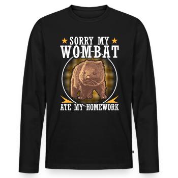 Wombat hat meine Hausaufgaben Beuteltier - Männer Premium Bio Langarmshirt - Schwarz - Vorne - Nico (187cm)