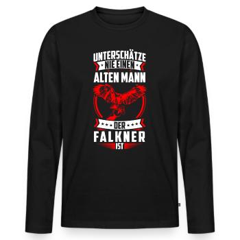 Alter Mann der Falkner ist Beizjagd Falknerei - Männer Premium Bio Langarmshirt - Schwarz - Vorne - Nico (187cm)