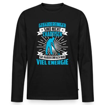 Building cleaner is not chaotic window cleaner - Men's Premium Organic Long Sleeve Shirt - black - Front - Nico (187cm)