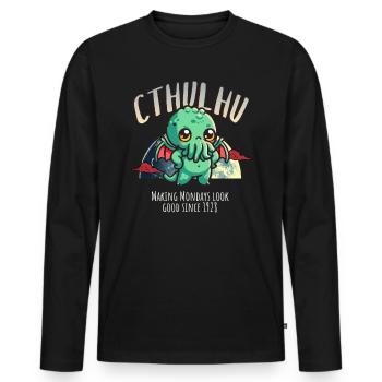 Montag 1928 - Cthulhu Kult Lovecraft Necronomicon - Männer Premium Bio Langarmshirt - Schwarz - Vorne - Nico (187cm)