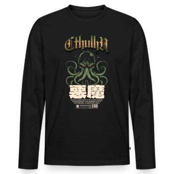 Japanisch - Cthulhu Kult Lovecraft Necronomicon - Männer Premium Bio Langarmshirt - Schwarz - Vorne - Nico (187cm)