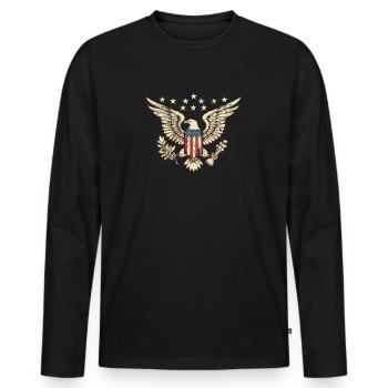 United States Independence Day Veteran Patriot Eagle - Men's Premium Organic Long Sleeve Shirt - black - Front - Nico (187cm)