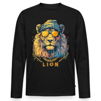 Cool Lion - Men's Premium Organic Long Sleeve Shirt - black - Front - Nico (187cm)