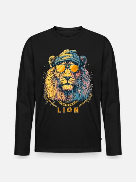 Cool Lion - Men's Premium Organic Long Sleeve Shirt - black