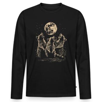 3 Waschbären Mond Heulende Lustige Tierkunst - Männer Premium Bio Langarmshirt - Schwarz - Vorne - Nico (187cm)