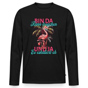 Flamingo Saying 'I'm Here You Can Go' Design - Men's Premium Organic Long Sleeve Shirt - black - Front - Nico (187cm)