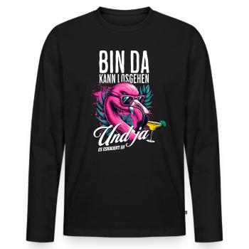 Flamingo 'I’m there can go' pour la fête - T-shirt manches longues Premium bio Homme - noir - Devant - Nico (187cm)