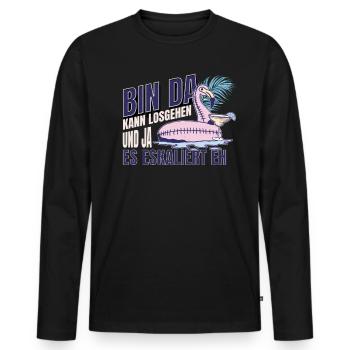 'I'm there can start' Flamingo Design Girls' Night Out - Men's Premium Organic Long Sleeve Shirt - black - Front - Nico (187cm)