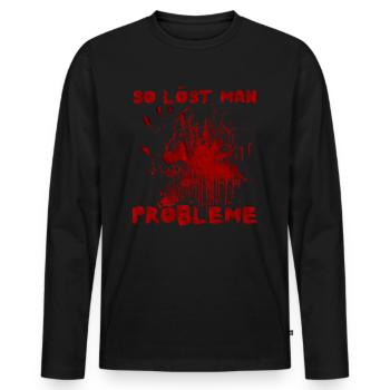 Comment résoudre les problèmes - Drôle de dicton d’Halloween - T-shirt manches longues Premium bio Homme - noir - Devant - Nico (187cm)